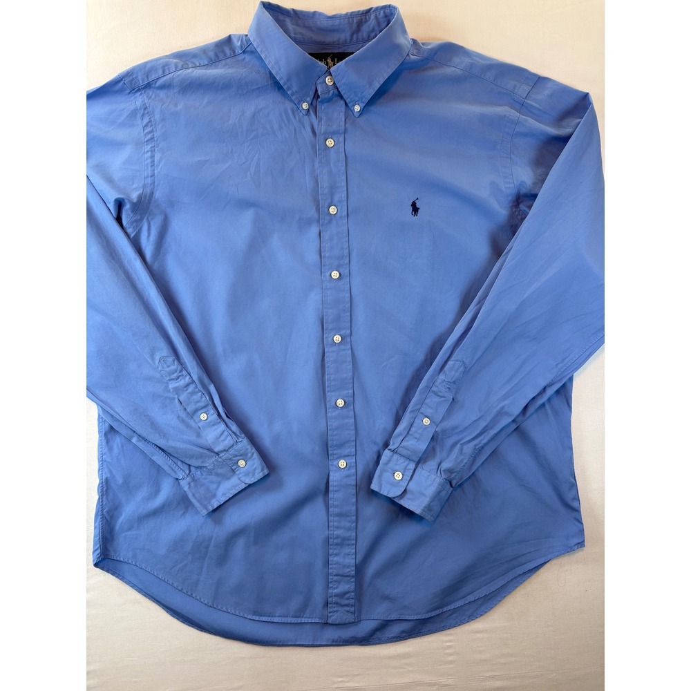 Polo Ralph Lauren Mens XXL Classic Fit Blue Cotton Button Down Long Sleeve Shirt
